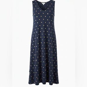 J. Jill Miracleknit Navy Maxi Dress with Cream Polka Dots